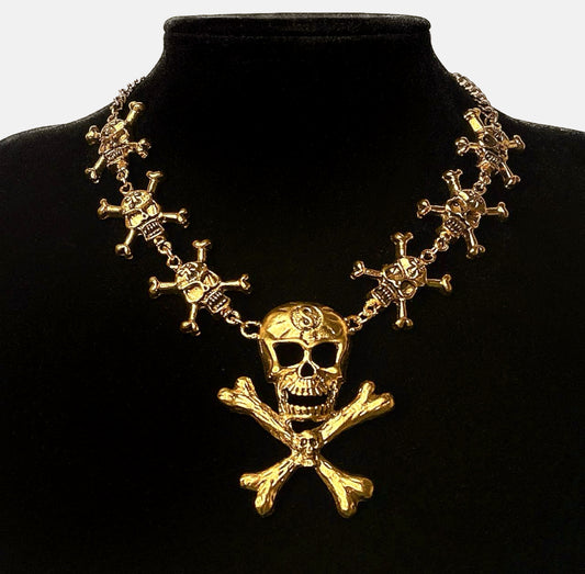 Golden Skull Pendant Necklace