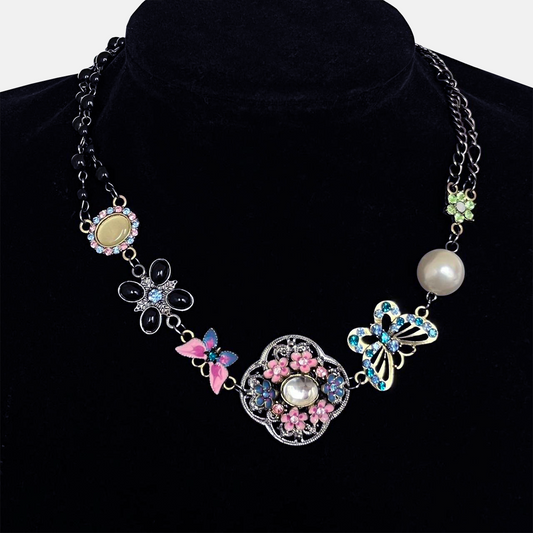 Butterfly and Flower Vintage Necklace